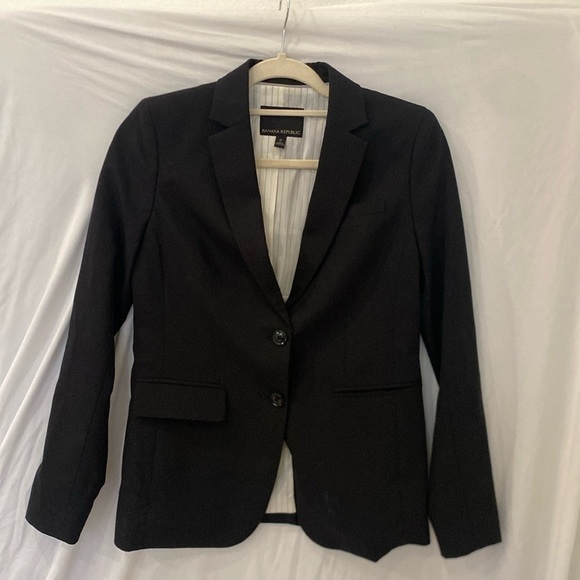 Banana Republic black stretch Blazer 2 button with pockets sz 0 - Picture 1 of 6